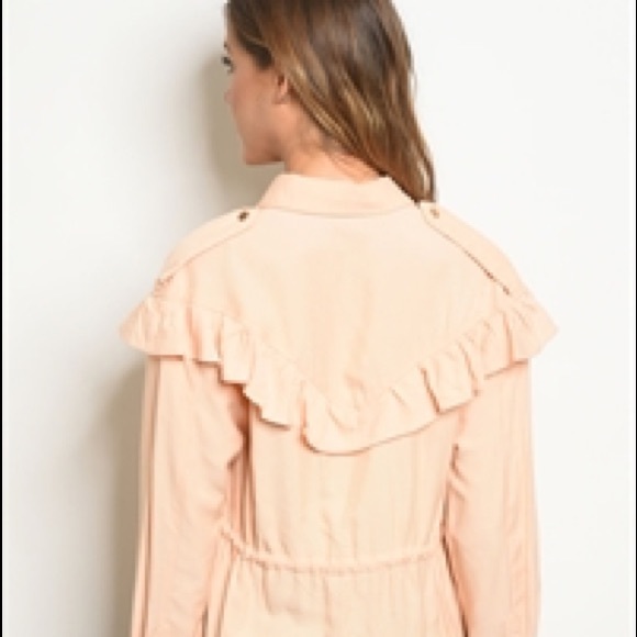 Few Left! Ruffled Peach Jacket w/ Drawstring Waist - Picture 2 of 4